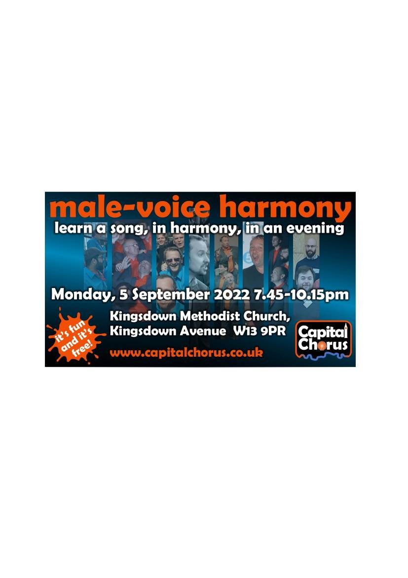 TASTER EVENING WITH CAPITAL CHORUS. Free. Fun. The perfect chance to try something new. 